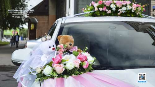 Вариант украшений для свадебного авто №03