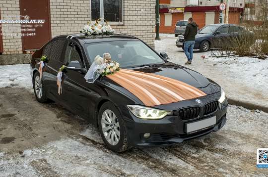 Вариант украшений для свадебного авто №06