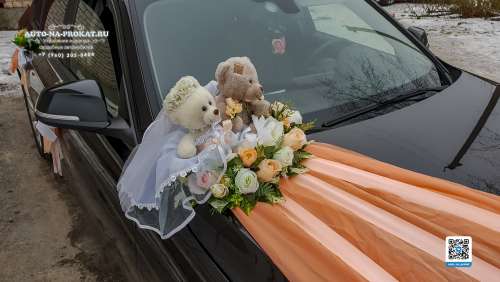 Вариант украшений для свадебного авто №06