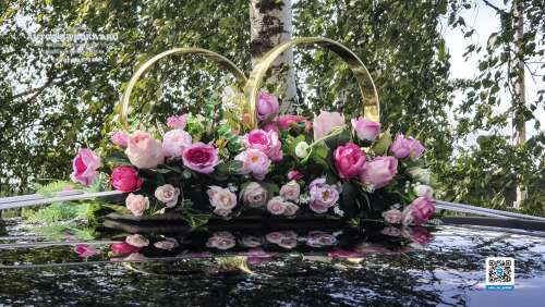 Вариант украшений для свадебного авто №07