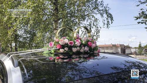 Вариант украшений для свадебного авто №07