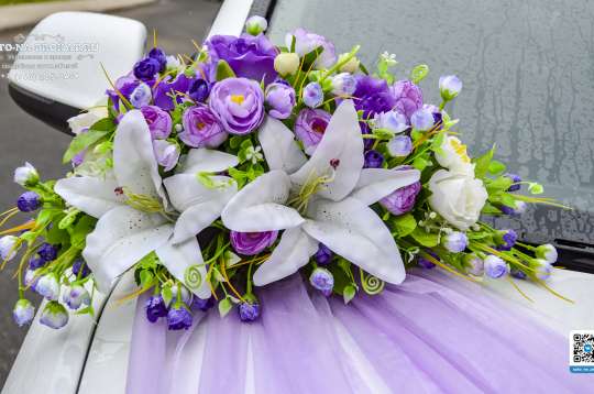 Вариант украшений для свадебного авто №16