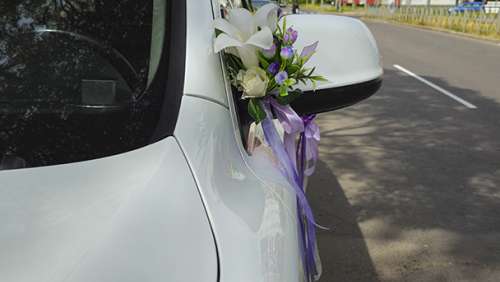 Вариант украшений для свадебного авто №16