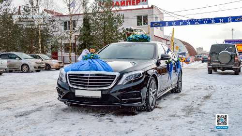 Вариант украшений для свадебного авто №25