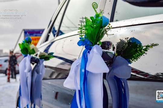 Вариант украшений для свадебного авто №25