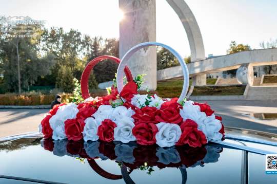 Вариант украшений для свадебного авто №28