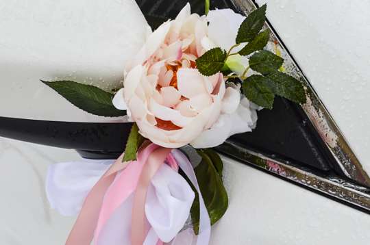 Вариант украшений для свадебного авто №14