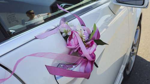 Вариант украшений для свадебного авто №17