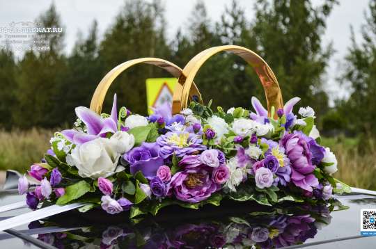 Вариант украшений для свадебного авто №81