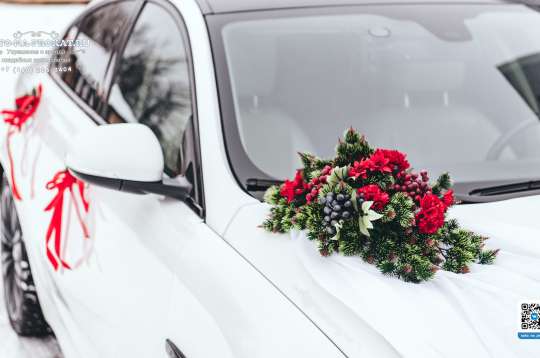 Вариант украшений для свадебного авто №98