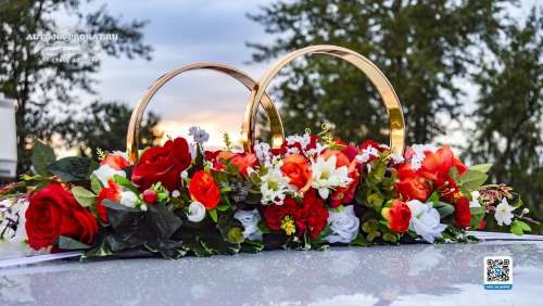 Вариант украшений для свадебного авто №59