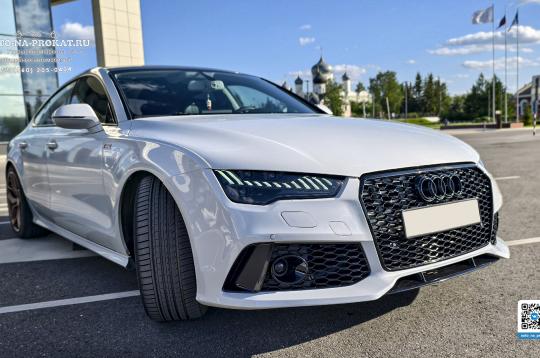 Аренда Audi A7 (Ауди А7) белая на свадьбу, выписку из роддома, фотосессию