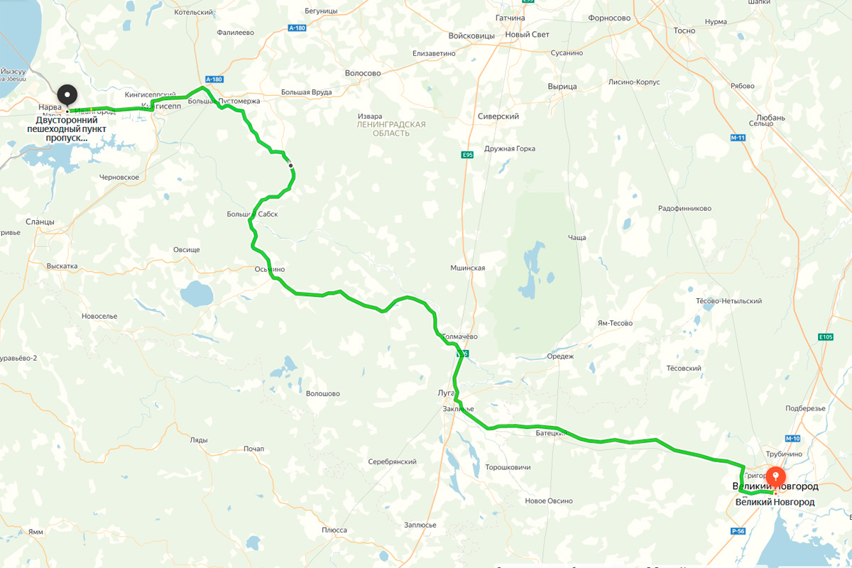 Междугороднее такси Великий Новгород - Ивангород, маршрут Междугороднее такси Великий Новгород - Ивангород, маршрут
